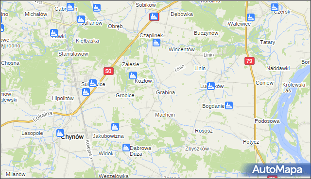 mapa Grabina gmina Chynów, Grabina gmina Chynów na mapie Targeo