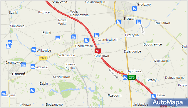 mapa Grabkowo, Grabkowo na mapie Targeo