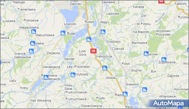 mapa Graboszyce, Graboszyce na mapie Targeo
