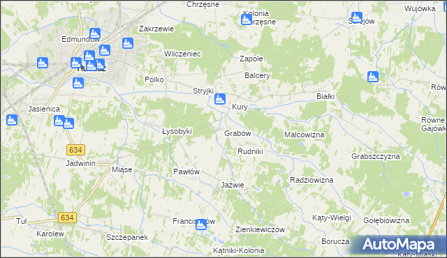 mapa Grabów gmina Tłuszcz, Grabów gmina Tłuszcz na mapie Targeo