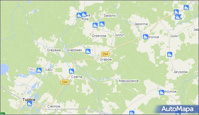 mapa Grabów gmina Tuplice, Grabów gmina Tuplice na mapie Targeo