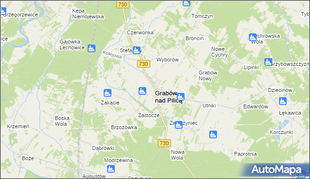 mapa Grabów nad Pilicą, Grabów nad Pilicą na mapie Targeo