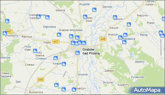 mapa Grabów nad Prosną, Grabów nad Prosną na mapie Targeo