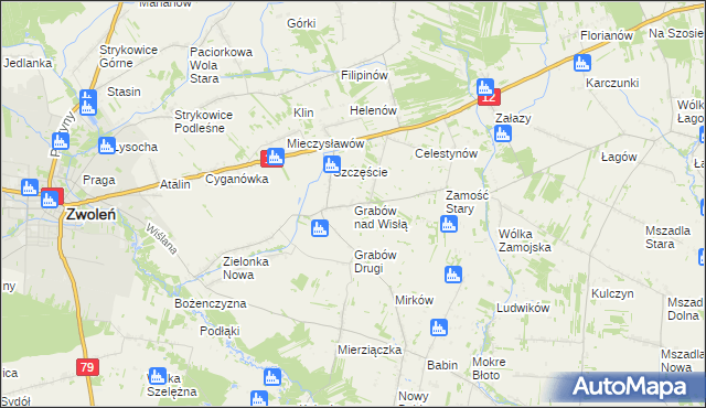 mapa Grabów nad Wisłą, Grabów nad Wisłą na mapie Targeo