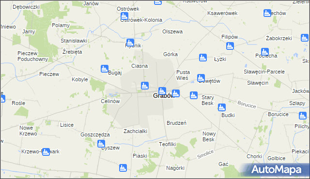 mapa Grabów powiat łęczycki, Grabów powiat łęczycki na mapie Targeo