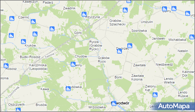 mapa Grabów Rycki, Grabów Rycki na mapie Targeo