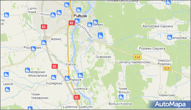 mapa Grabówiec gmina Pułtusk, Grabówiec gmina Pułtusk na mapie Targeo