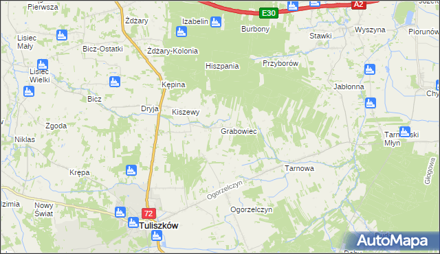 mapa Grabowiec gmina Tuliszków, Grabowiec gmina Tuliszków na mapie Targeo