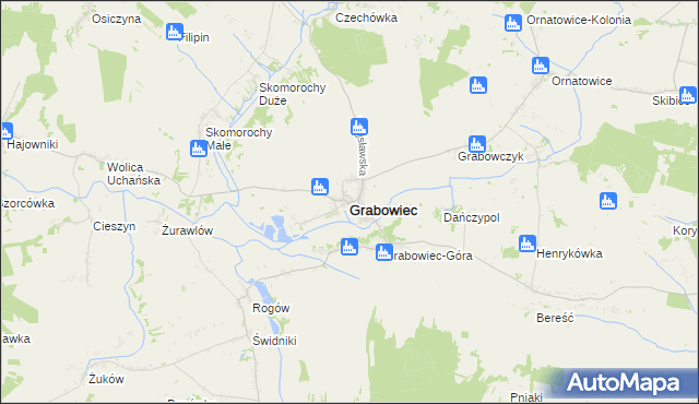 mapa Grabowiec powiat zamojski, Grabowiec powiat zamojski na mapie Targeo