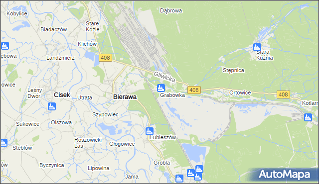 mapa Grabówka gmina Bierawa, Grabówka gmina Bierawa na mapie Targeo
