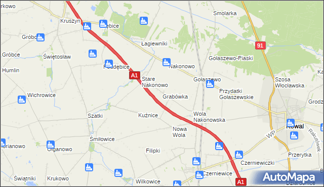 mapa Grabówka gmina Choceń, Grabówka gmina Choceń na mapie Targeo