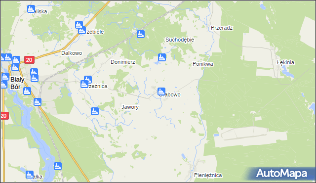 mapa Grabowo gmina Biały Bór, Grabowo gmina Biały Bór na mapie Targeo