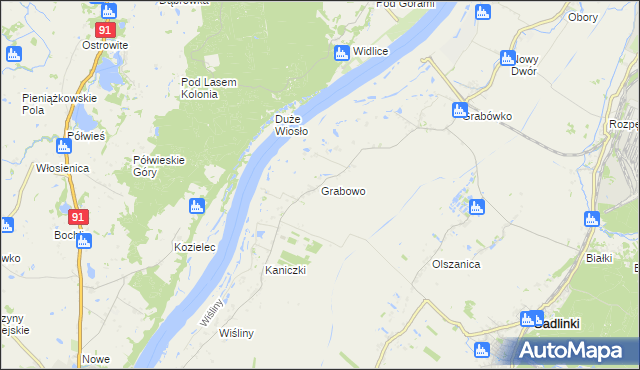 mapa Grabowo gmina Sadlinki, Grabowo gmina Sadlinki na mapie Targeo