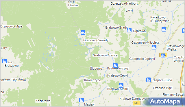 mapa Grabowo-Rżańce, Grabowo-Rżańce na mapie Targeo