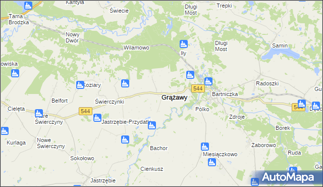 mapa Grążawy, Grążawy na mapie Targeo