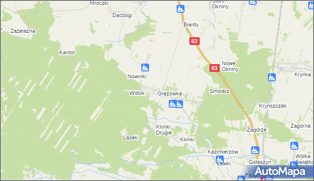 mapa Gręzówka, Gręzówka na mapie Targeo