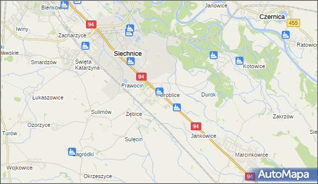 mapa Groblice, Groblice na mapie Targeo