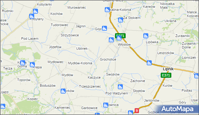 mapa Grocholice gmina Lipnik, Grocholice gmina Lipnik na mapie Targeo