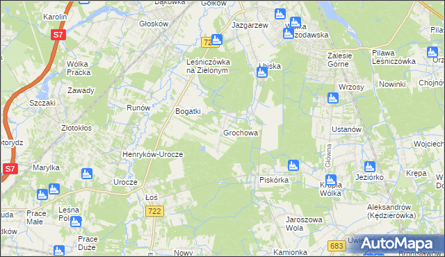 mapa Grochowa gmina Piaseczno, Grochowa gmina Piaseczno na mapie Targeo
