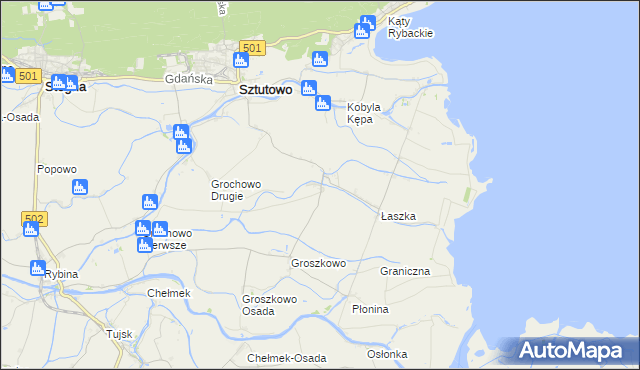 mapa Grochowo Trzecie, Grochowo Trzecie na mapie Targeo