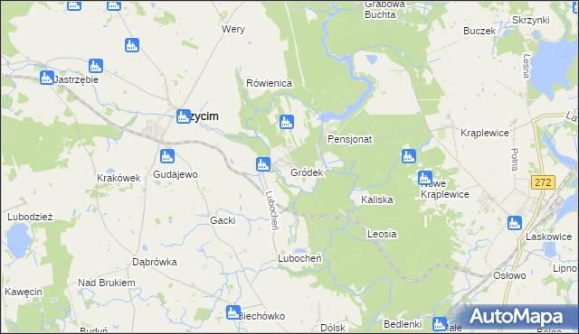 mapa Gródek gmina Drzycim, Gródek gmina Drzycim na mapie Targeo