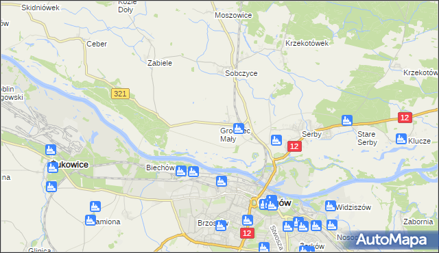 mapa Grodziec Mały, Grodziec Mały na mapie Targeo
