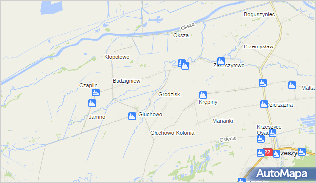 mapa Grodzisk gmina Słońsk, Grodzisk gmina Słońsk na mapie Targeo