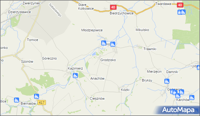 mapa Grodzisko gmina Pawłowiczki, Grodzisko gmina Pawłowiczki na mapie Targeo