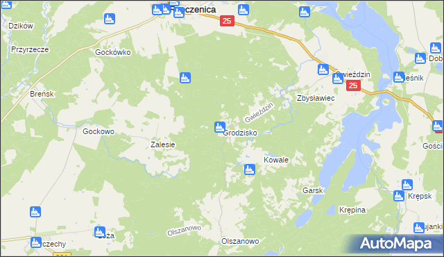 mapa Grodzisko gmina Rzeczenica, Grodzisko gmina Rzeczenica na mapie Targeo