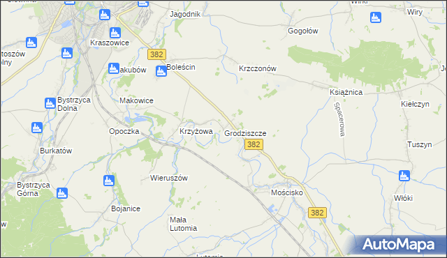mapa Grodziszcze gmina Świdnica, Grodziszcze gmina Świdnica na mapie Targeo