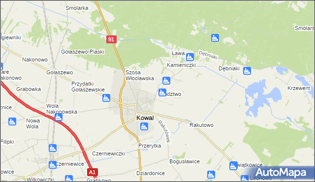 mapa Grodztwo gmina Kowal, Grodztwo gmina Kowal na mapie Targeo