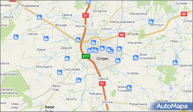 mapa Grójec, Grójec na mapie Targeo