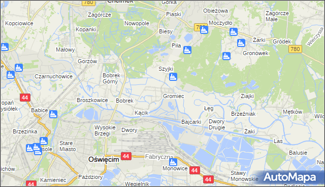 mapa Gromiec, Gromiec na mapie Targeo
