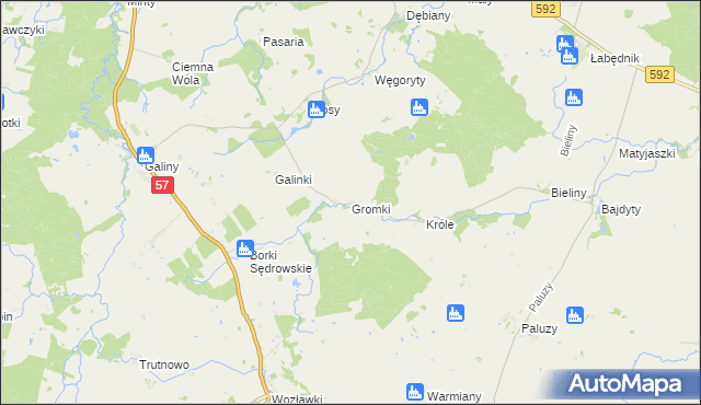 mapa Gromki, Gromki na mapie Targeo