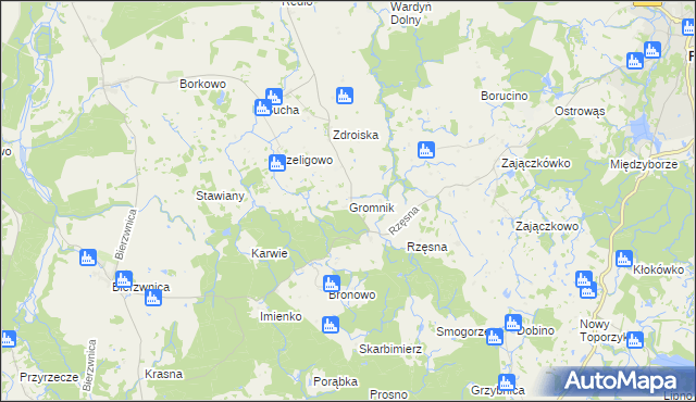 mapa Gromnik gmina Połczyn-Zdrój, Gromnik gmina Połczyn-Zdrój na mapie Targeo