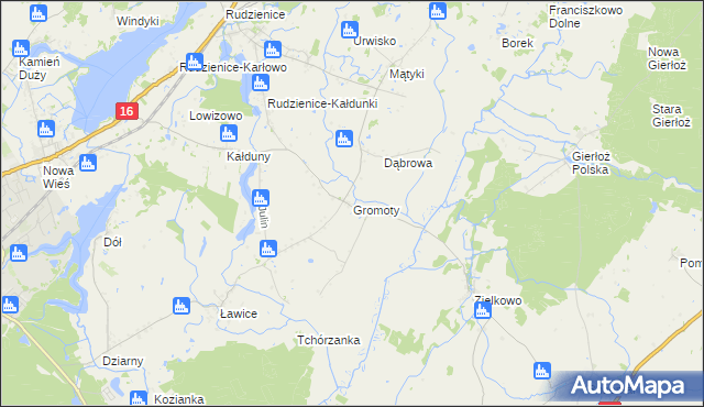 mapa Gromoty, Gromoty na mapie Targeo