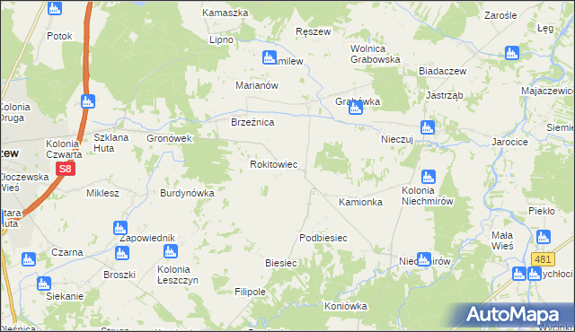 mapa Gronów gmina Burzenin, Gronów gmina Burzenin na mapie Targeo