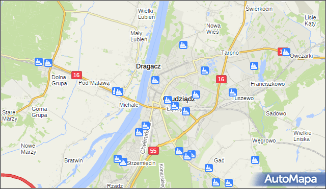 mapa Grudziądza, Grudziądz na mapie Targeo