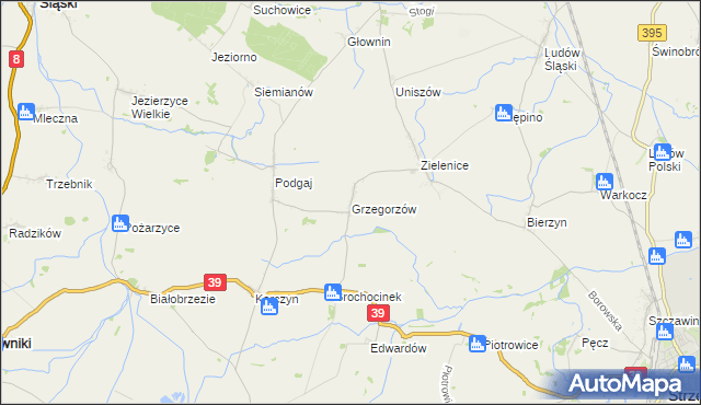 mapa Grzegorzów gmina Kondratowice, Grzegorzów gmina Kondratowice na mapie Targeo