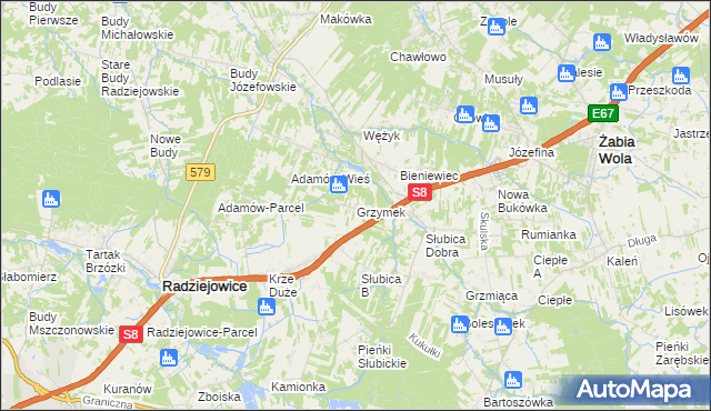 mapa Grzymek, Grzymek na mapie Targeo
