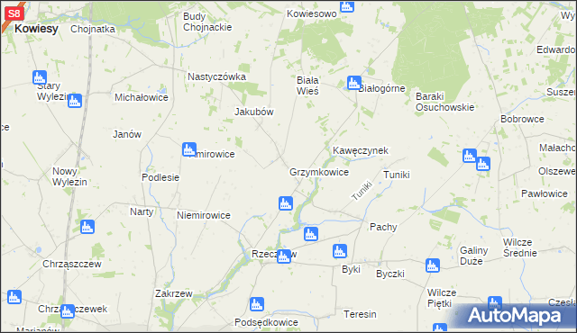 mapa Grzymkowice, Grzymkowice na mapie Targeo