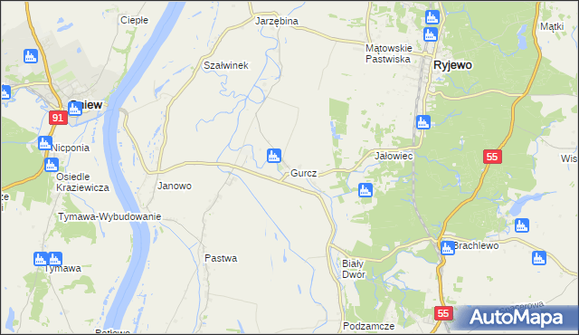 mapa Gurcz, Gurcz na mapie Targeo