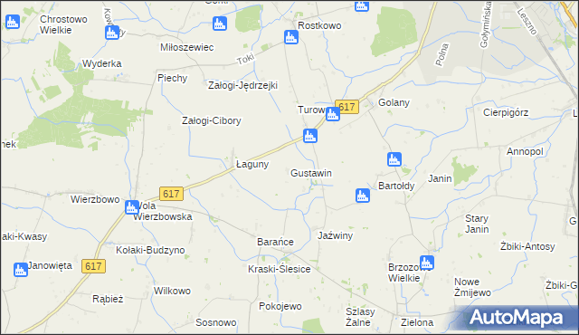 mapa Gustawin, Gustawin na mapie Targeo
