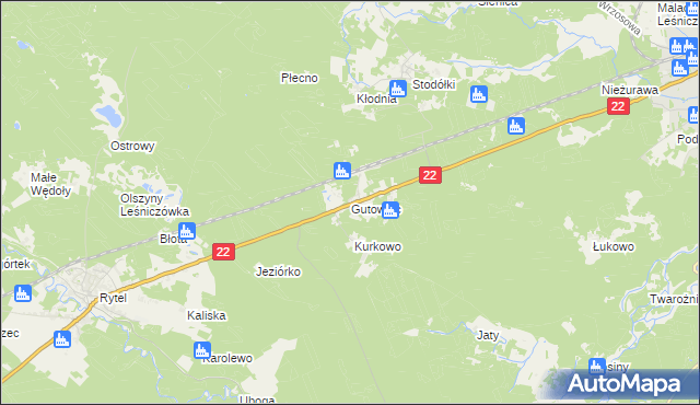 mapa Gutowiec, Gutowiec na mapie Targeo
