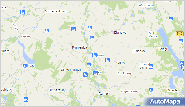 mapa Gutowo gmina Lubawa, Gutowo gmina Lubawa na mapie Targeo
