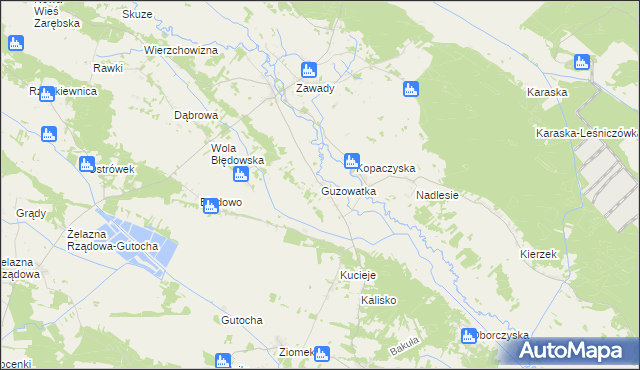 mapa Guzowatka gmina Baranowo, Guzowatka gmina Baranowo na mapie Targeo