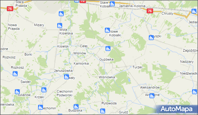 mapa Guzówka gmina Stoczek Łukowski, Guzówka gmina Stoczek Łukowski na mapie Targeo