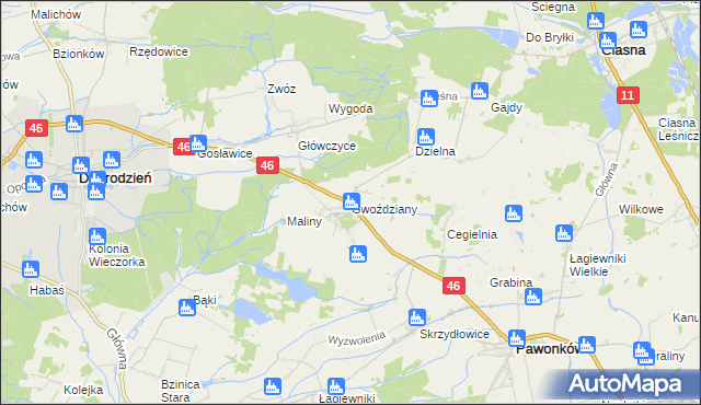 mapa Gwoździany, Gwoździany na mapie Targeo