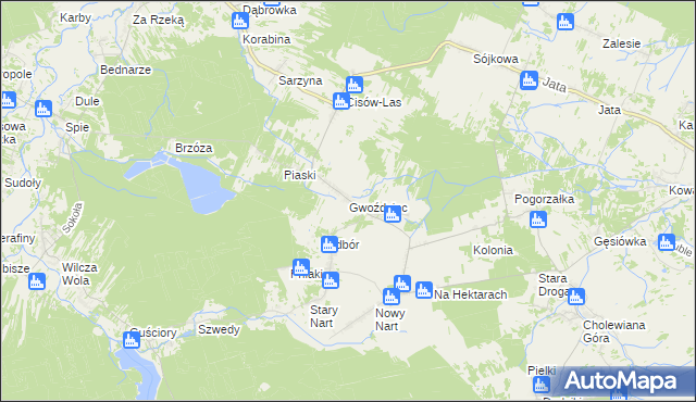 mapa Gwoździec gmina Bojanów, Gwoździec gmina Bojanów na mapie Targeo