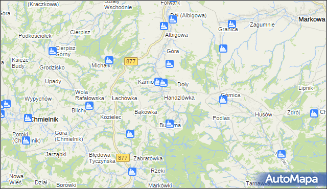 mapa Handzlówka, Handzlówka na mapie Targeo